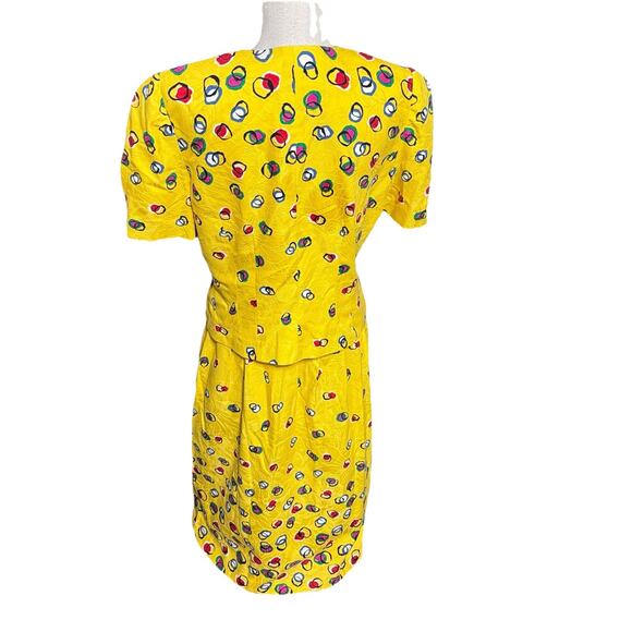 VTG Anne Crimmins for UMI Women's Suit Skirt & Jacket Yellow polka dot sz 12 - Picture 5 of 8
